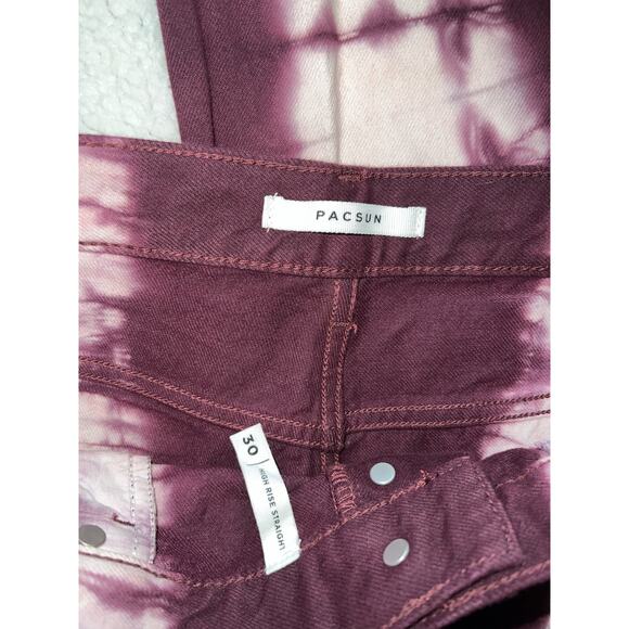 PACSUN Eco Raspberry Tie Dye High Waisted Straight Leg Jeans - size 30 - G1 - Picture 6 of 9